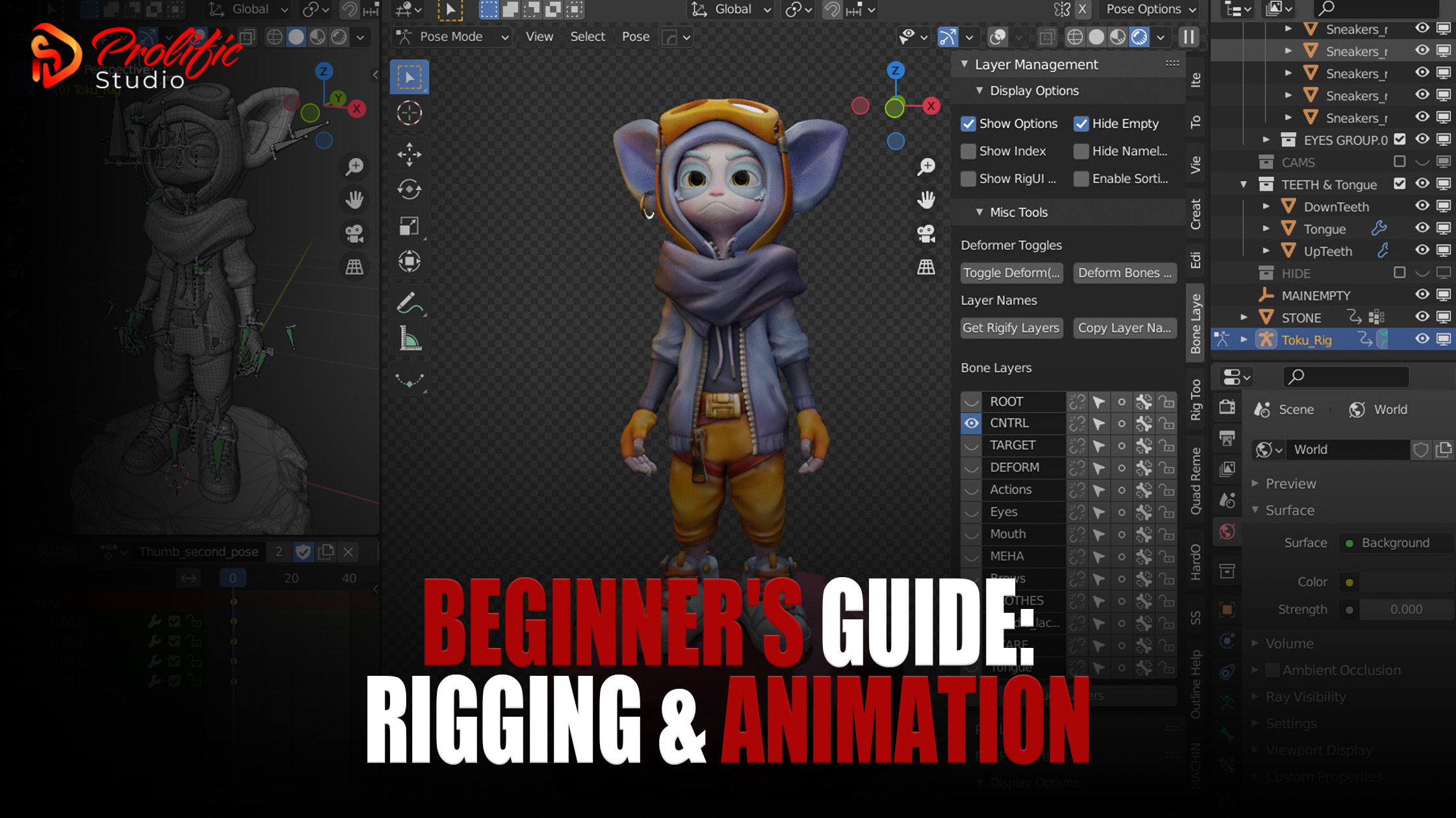 A human animated character with polygons around it displaying Rigging and animation