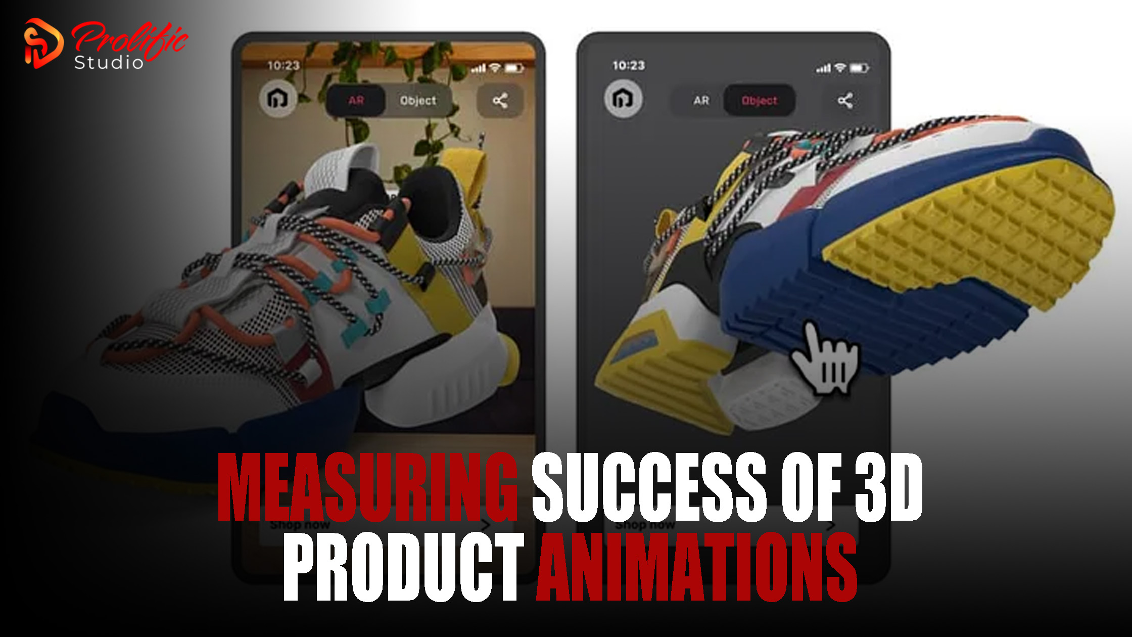3d product animation of shoes popping out of displays