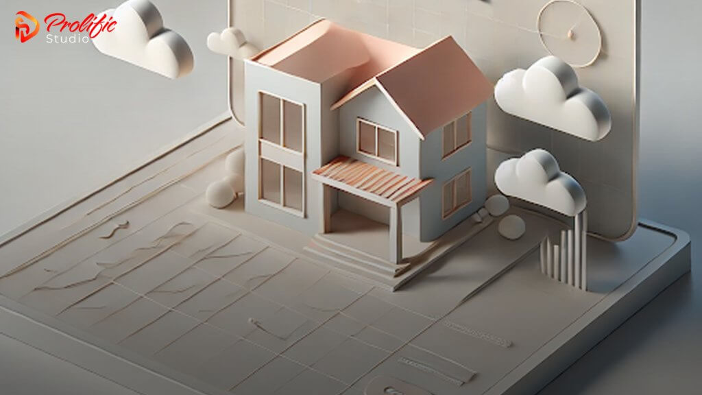 Showing a house in a 3D animated format
