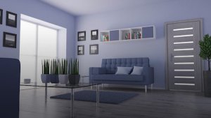 a 3D representation of a living room a 3D representation of a living room